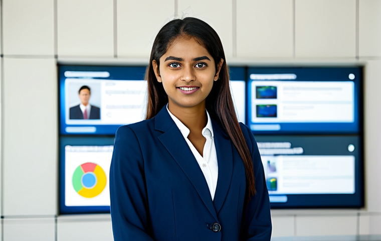 A young Mauritian professional, either male or female, in their mid-20s, dressed in a modest and smart business casual outfit, standing confidently in a brightly lit, modern training center. The background features blurred digital displays and hints of collaboration, suggesting skill development and innovation. The subject is looking forward with a determined and hopeful expression. Professional photography style, natural lighting, high resolution, perfect anatomy, correct proportions, well-formed hands, proper finger count, natural body proportions, safe for work, appropriate content, fully clothed, professional, family-friendly.