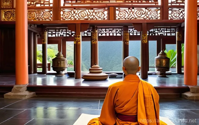 모리셔스 불교 사원 - **Prompt 1: Serene Meditation in a Mauritian Buddhist Temple**
    "A peaceful scene inside a beauti...