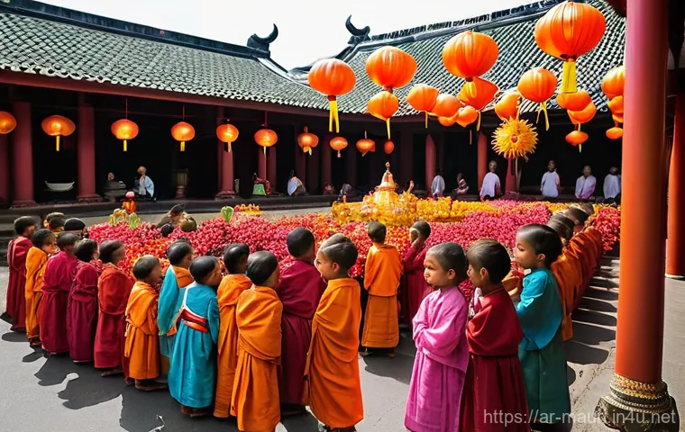 모리셔스 불교 사원 - **Prompt 2: Intricate Architectural Beauty of a Mauritian Buddhist Temple Exterior**
    "A wide-ang...