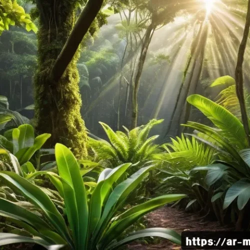 Home 32 모리셔스 야생동물 보호구역 - A lush, vibrant forest scene from Mauritius showcasing giant tropical trees with dense green foliage...