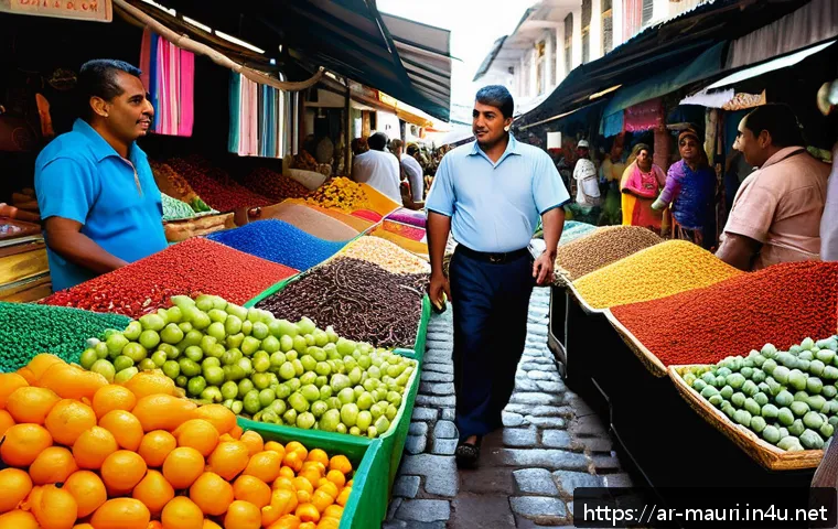모리셔스 포트루이스 관광 - A bustling traditional market scene in Port Louis Central Market, Mauritius, featuring narrow alleys...